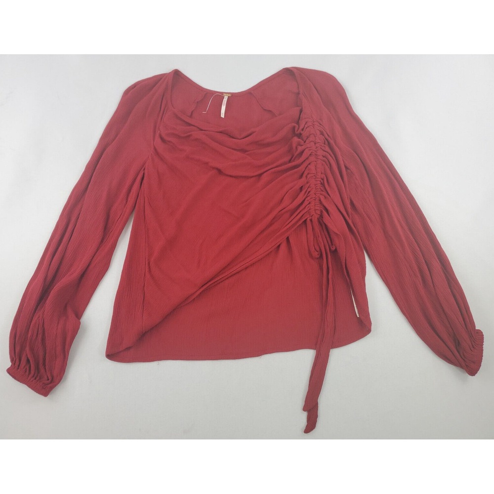 FREE PEOPLE women top shirt blouse OB1371868 red viscose sz XS $88